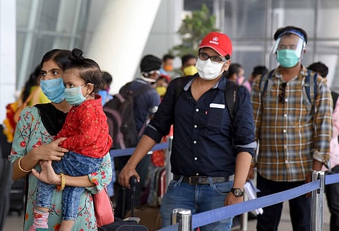 Passengers arriving at Chennai airport (ENS photo | Martin Louis)