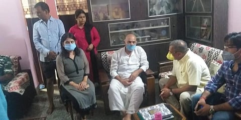 Bollywood veteran Nana Patekar on Sunday visited the Patna residence of late actor Sushant Singh Rajput. (Photo | Ranjit K Dey, EPS)