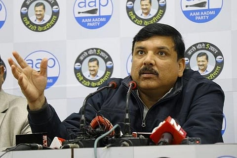 AAP leader Sanjay Singh addressing the media. (File Photo | Twitter)