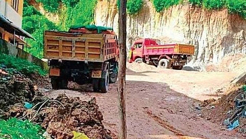 The portion of land that caved in behind the SCTIMS staff quarters