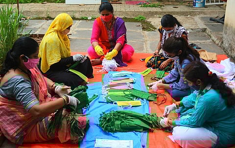 Thanks to the Deshpande Foundation which brought them together, the women earn around Rs 9,000 per month now and are aiming for the sky. (Photo | D Hemanth, EPS)