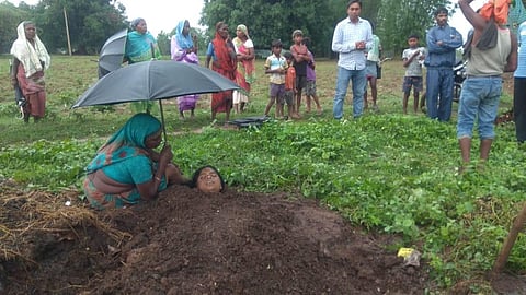 One of the persons buried in cow dung (Photo | EPS)