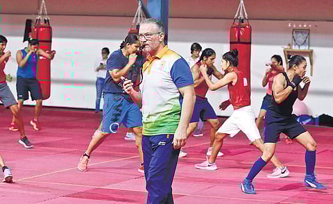 Raffaele Bergamasco during a training session in New Delhi on Friday | arun Kumar