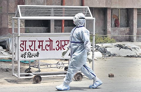 A medical worker in PPE gear at Ram Manohar Lohia Hospital | Parveen Negi