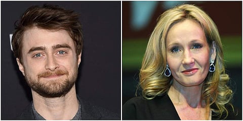 Actor Daniel Radcliffe (L) and author JK Rowling (File photo| AP)
