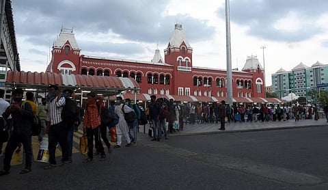 Migrants from West Bengal waiting at Central railway station to board the Sharmik special train. (Photo | Martin Louis/EPS)