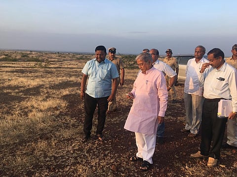 Deputy Chief Minister Govind M Karjol inspecting the land proposed for the Vijayapura airport (File photo)
