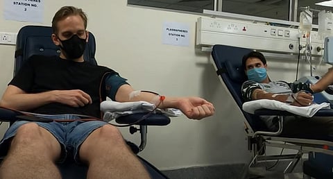 Popular YouTuber from New Zealand Karl Rock donated plasma in Delhi's plasma bank IL&BS. (YouTube Screengrab)