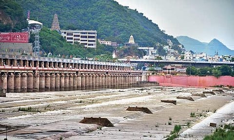 Four crest gates of Prakasam Barrage lifted