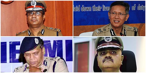 (Clockwise) Andhra Pradesh DGP D Gautam Sawang, Karnataka DGP Praveen Sood, Kerala DGP Loknath Behera and Tamil Nadu DGP JK Tripathy. (File photo| EPS)