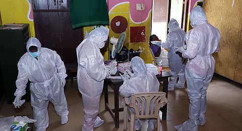 A covid testing centre in Thiruvananthapuram. (Photo | Vincent Pulickal, EPS)