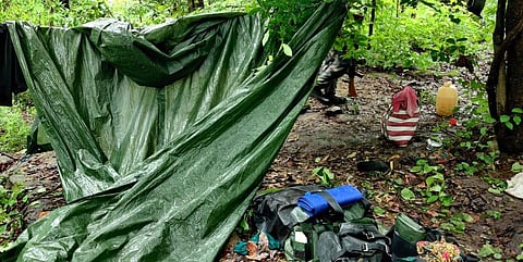 Police seized kit bags and other materials from firing spot which took place at Mallepallitogu forest area on Wednesday. (Photo| EPS)
