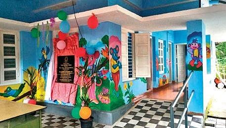 The facade of one of the newly opened child-friendly police stations in Rural police district