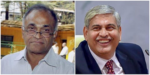 Former BCCI secretary Niranjan Shah (L) and ICC chairman Shashank Manohar (File photo | PTI)