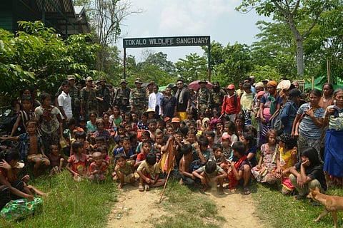 The refugees, mostly women and children, were taking refuge in Lungpuk and Khaikhy villages of southern Mizoram to evade alleged atrocities from the Arakan Army. (Photo | EPS)