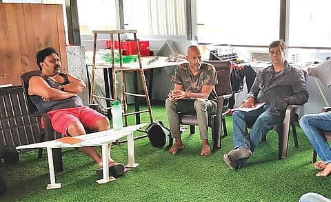 AMR Ramesh along with actor Kishore and crew