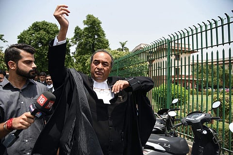 Mukul Rohtagi addressing media. (File Photo | Parveen Negi, EPS)