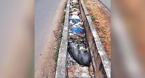 Poutly waste being dumped inside a drain on NH 66 bypass | EXPRESS