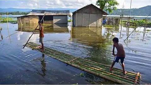 Over 24.19 lakh people from 2,323 villages and localities across 24 of the state’s 33 districts are reeling under the flood. (Photo | PTI)