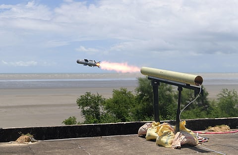 Dhruvastra missile being test-fired at a defence base off Odisha coast (Photo | EPS)