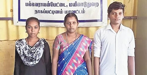 Devika and Madhavan with their mentor Krishanaveni (centre) | Express