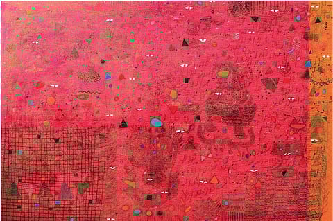 An Untitled abstract work by (below) artist Yashvant Singh that is part of the ongoing show at ampasartgallery.com