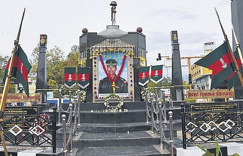 Tributes were paid to Kargil war hero Major Mariappan Saravanan, who was killed in hand-to-hand combat with intruders in the Batalik  | Express