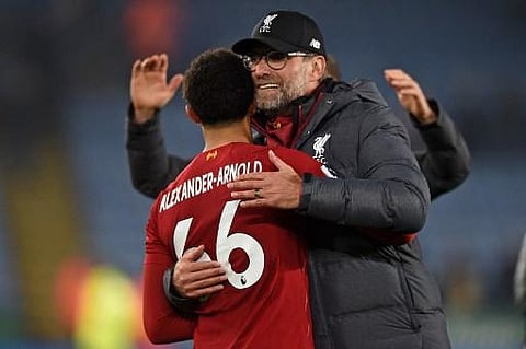 Liverpool full-back Trent Alexander-Arnold with Liverpool Jurgen Klopp. (Photo | AFP)