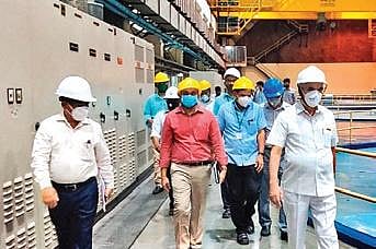 TS Transco and Genco chairman and MD, D Prabhakar Rao, at the power station in Srisailam on Saturday