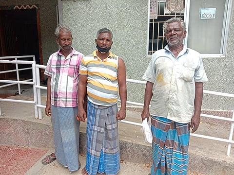The Indian Fishermen who were attacked allegedly by Lankan fishermen. (Photo | Express)
