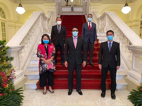 Pritam Singh along with some of his team members from the Workers' Party at the 2020 Cabinet Swearing-In. (Photo | Pritam Singh, Facebook)
