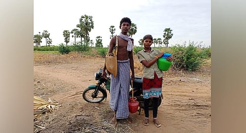 Teenager Krishnaperumal with his sister. (Photo | Express)