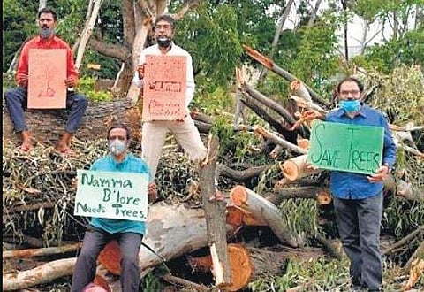 Activists had earlier protested on Bannerghatta Road, where BMRCL had axed trees for Nagawara- Gottigere line 