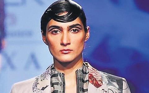 Timeless classic suit printed on handloom cotton linen by House of Three