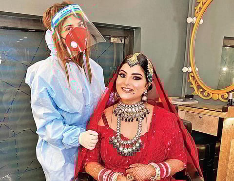 Makeup artist Guneet Virdi with a bride