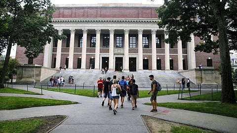In this Aug. 13, 2019 file photo, students walk near the Widener Library in Harvard Yard at Harvard University in Cambridge, Mass. (Photo | AP)