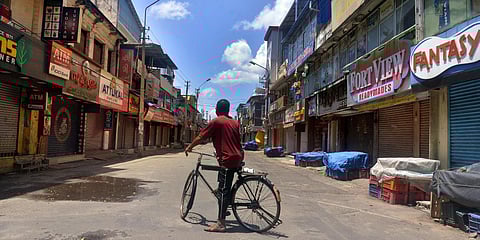 With the triple lockdown in place the Chalai Bazar in Thiruvananthapuram wears a deserted look. (Photo| Vincent Pulickal, EPS)