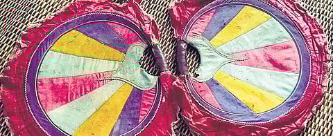 (L) Handmade fans from Burma.