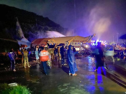 Air India's Dubai-Kozhikode flight split into two on Karipur runway.  (Photo | PTI)