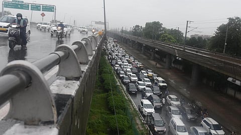 Traffic movement was halted on several major roads and flyovers. (Photo | Shekhar Yadav, EPS)
