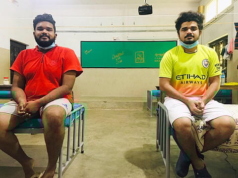 Abu Irshad (Left) and Shabeer V at qurantaine Centre.