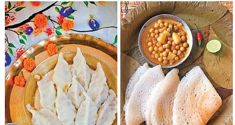 Manda Pitha, Matar Tarkari and Chakuli Pitha,