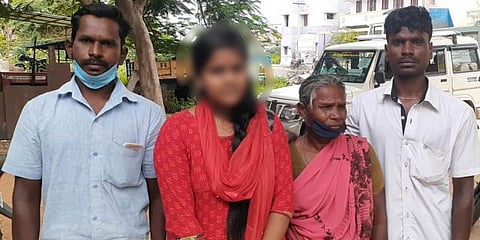 The girl (face blurred) with her biological parents. (Photo| EPS)