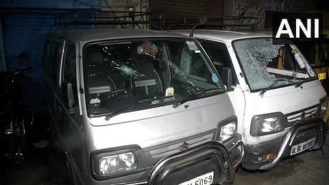 Unknown persons vandalised several vehicles and allegedly fired a few rounds in the air in Kucha Mohtar Khan locality of Mori Gate area last night (Photo | ANI)