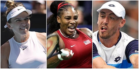 (From left) Simona Halep, Serena Williams and John Millman. (File photos| AP)