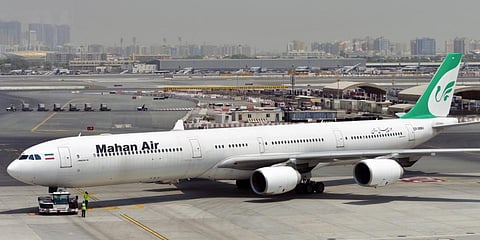 Iranian airliner Mahan Air Airbus A340 aircraft is seen at the tarmac at Dubai International Airport. (File photo| AFP)