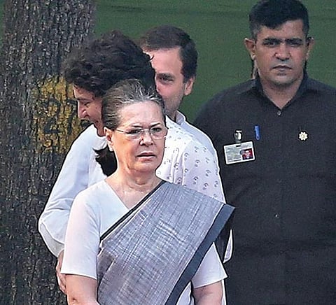 Congress President Sonia Gandhi with daughter Priyanka Gandhi Vadra. (Photo | EPS)