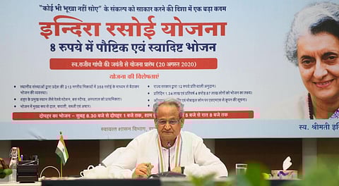CM Ashok Gehlot launching Indira Rasoi scheme (Photo | EPS)