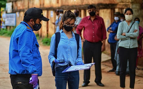 A candidate arrives to write Comed-K exams at MS Ramiah Institute of Technology on Wednesday| Shriram BN