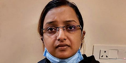 Kerala gold smuggling case accused Swapna Suresh after she was arrested by the National Investigation Agency. (Photo | PTI)